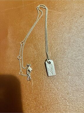 DIOR Silver Logo Tag Necklace